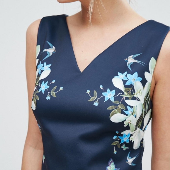 🍒NWT🍒 TED BAKER NAVY PENCIL DRESS - Picture 3 of 9